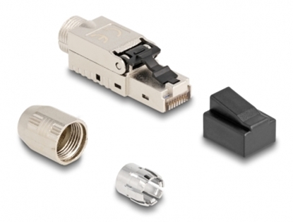 Attēls no Delock RJ45 plug field-assembly Cat.6A with cable gland and dust cover toolfree