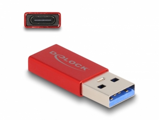 Picture of Delock USB 10 Gbps Adapter USB Type-A male to USB Type-C™ active female red