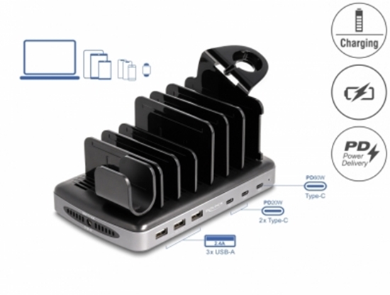 Picture of Delock USB Charging Station with 3 x USB Type-C™ PD + 3 x USB Type-A (112 W)