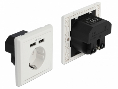 Изображение Delock Wall Socket with 2 x USB Type-A Charging Port 2.4 A