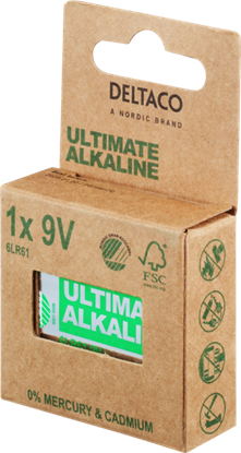 Picture of Elementas DELTACO Ultimate Alkaline 9V (6LR61), 9 V, 1 vnt. / ULT-6LR61-1P