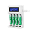 Изображение DELTACO USB baterijų įkroviklis 4xAA/AAA Ni-MH/Ni-Cd baterijoms, pridedamos 4x AAA baterijos, baltos
