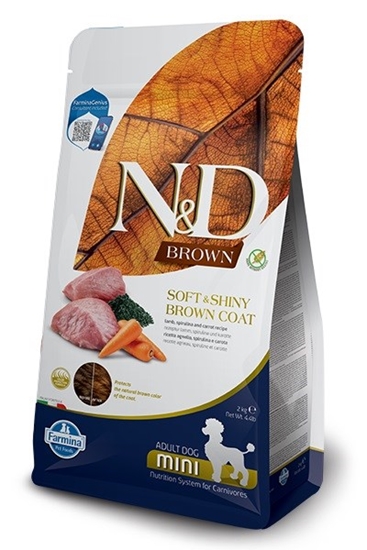 Picture of FARMINA N&D Brown Dog Lamb, Spirulina&Carrot Adult Mini - dry dog food - 2 kg