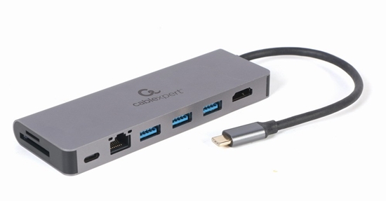 Изображение Gembird A-CM-COMBO5-05 USB Type-C 5-in-1 multi-port adapter (Hub + HDMI + PD + card reader + LAN)