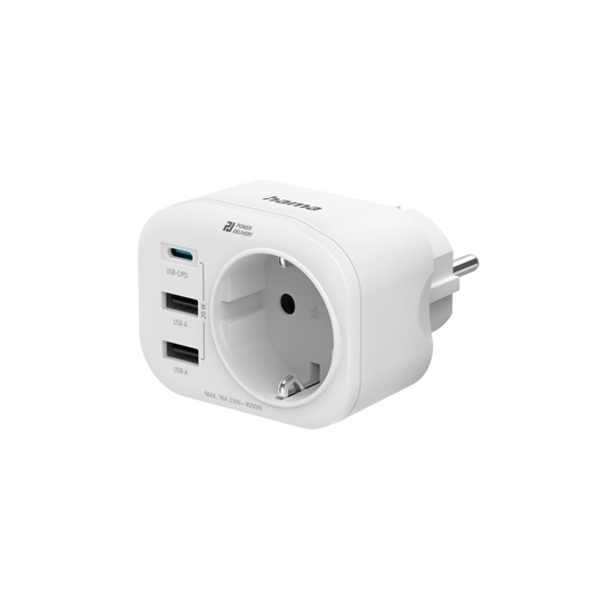 Picture of Hama Multiple Wall Socket  USB-C PD,2xUSB-A, 4fold         223342