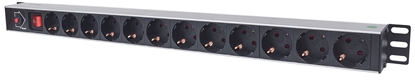 Picture of Intellinet Vertical Rackmount 12-Way Power Strip - German Type, With On/Off Switch and Overload Protection, 1.6m Power Cord