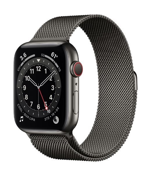 Изображение Išmanusis laikrodis APPLE Watch 6 GPS+Cellular, 40mm Graphite Stainless Steel Case, Graphite Loop