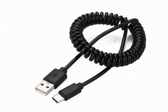 Изображение Kabelis Gembird USB Male - USB Type C Male Coiled 1.8m Black