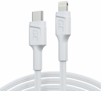 Изображение Kabelis Green Cell Lightning Male – USB Type-C Male 1m MFi Fast Charging White