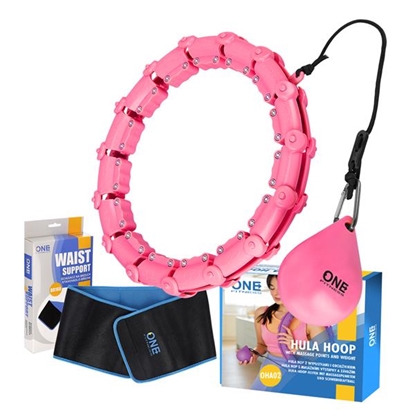 Picture of Komplekts HULA HOOP OHA02 PINK WITH WEIGHT ONE FITNESS + WAIST SUPPORT BR160