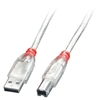 Изображение Lindy USB 2.0 cable type A/B, tranparent, 3m