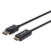 Picture of Manhattan DisplayPort 1.1 to HDMI Cable, 1080p@60Hz, 1m, Male to Male, DP With Latch, Black, Not Bi-Directional, Three Year Warranty, Polybag