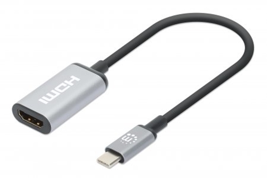 Изображение Manhattan USB-C to HDMI Cable, 4K@60Hz, 5 Gbps (USB 3.2 Gen1 aka USB 3.0), 15cm, Black, Male to Male, Three Year Warranty, Polybag