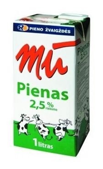 Изображение Milk MŪ, pasteurized, 2.5, 1l (12psc.)