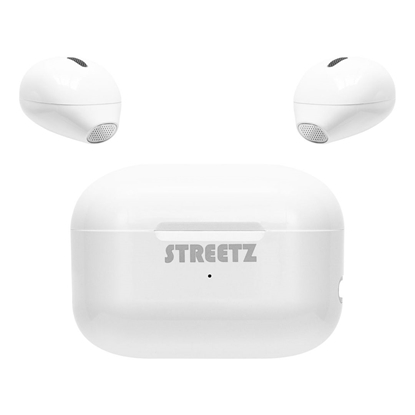 Изображение Słuchawki Streetz Mini bevielės ausinės STREETZ su krovimo dėklu, True Belaidės Stereo, baltos / TWS-114