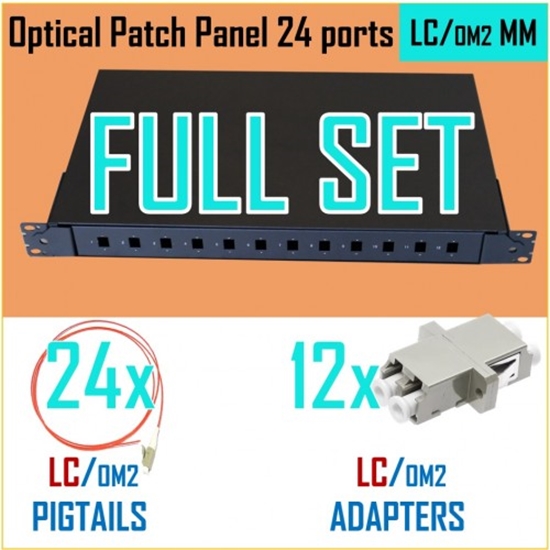 Изображение MM Optiskais komutācijas paneļa komplekts | 19" | 24 portiem | LC OM2 adapteri| LC OM2 pigtaili