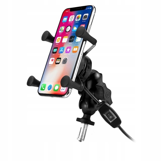 Picture of MOTORBIKE PHONE HOLDER FREEDCONN MC7W WITH INDUCTIVE CHARGER + BM2R HEAD TUBE ATTACHMENT