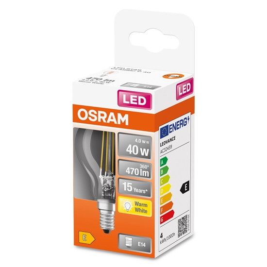 Изображение Osram | Parathom Classic P Filament | E14 | 4 W | Warm White