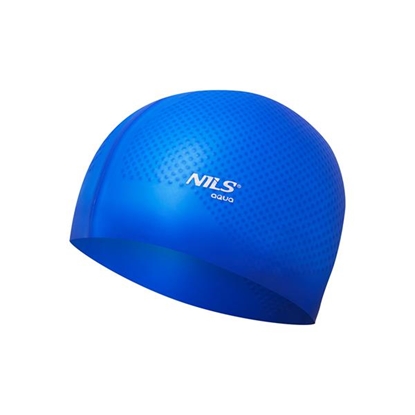 Изображение PELDCEPURE NQC SOLID COLOR BLUE SILICONE SWIMMING CAP DOTS NILS AQUA