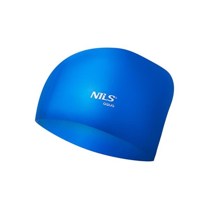 Изображение PELDCEPURE NQC SOLID COLOR BLUE SILICONE SWIMMING CAP FOR LONG HAIR NILS AQUA