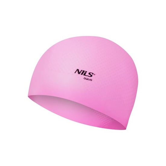 Picture of PELDCEPURE NQC SOLID COLOR PINK SILICONE SWIMMING CAP DOTS NILS AQUA