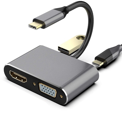 Attēls no RoGer USB-C Multimedia Adapter HDMI 4K@30Hz / VGA 1080p / USB 3.0 / USB-C PD