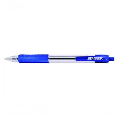 Изображение STANGER Ball Point Pens 1.0 Softgrip retractable, blue, 1 pcs. 18000300038