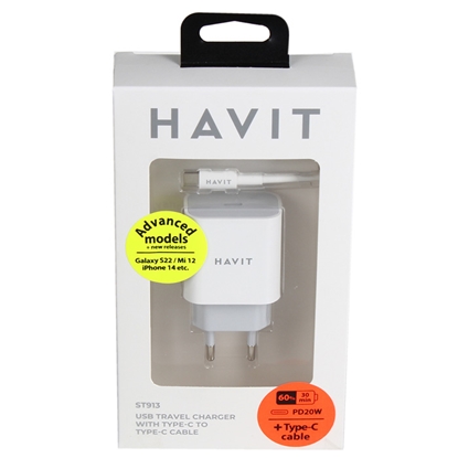 Picture of Tīkla lādētājs Havit DOT 913 PD20W+C cable 1.