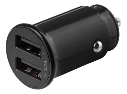 Изображение USB įkroviklis DELTACO 12/24 V su dvigubomis USB-A jungtimis, 2A, 12W, Juodas