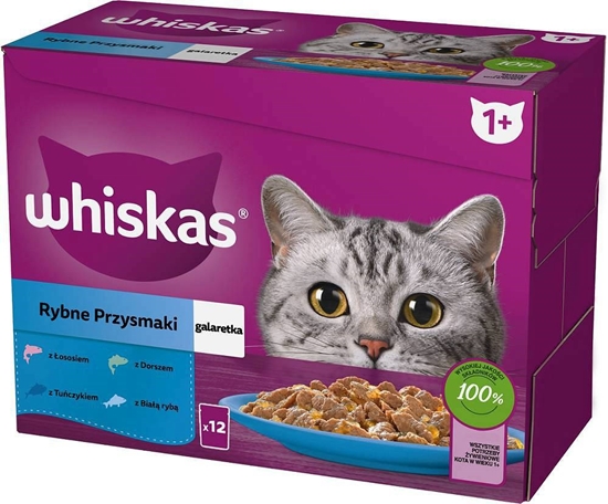 Изображение WHISKAS jelly sachets, flavours: White Fish, Cod, Salmon, Tuna - wet cat food - 12x85g