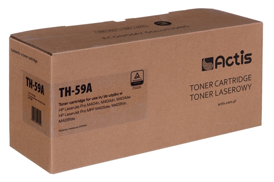 Picture of Actis TH-59A Toner Cartridge (replacement for HP CF259A; Supreme; 3000 pages; black). With a chip. We recommend disabling the printer software update, the new update may cause problems with the toner not working properly