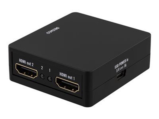 Изображение Adapteris DELTACO 1XHDMI, 2XHDMI OUT, 6.75 GBIT, JUODAS / HDMI-7050