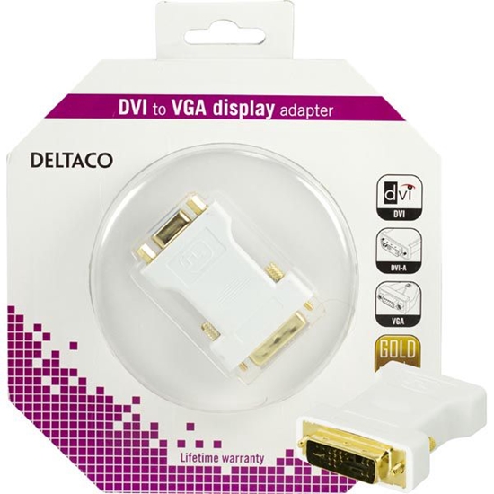 Изображение Adapteris DELTACO DVI-A-M - VGA-F, baltas / DVI-4A-K