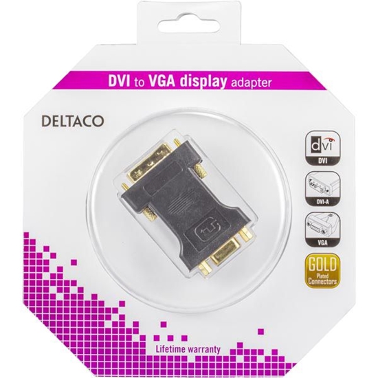 Изображение Adapteris DELTACO DVI-A-M - VGA-F, juodas / DVI-4-K