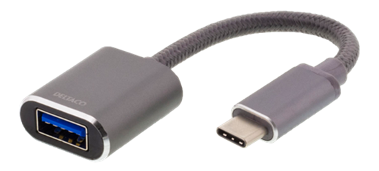 Изображение Adapteris DELTACO USB-C 3.1 į USB-A, Pilkas / USBC-1279