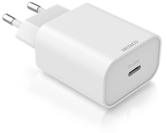 Изображение Adapteris DELTACO USB-C PD, 100-240 V, 20 W, baltas / USBC-AC144