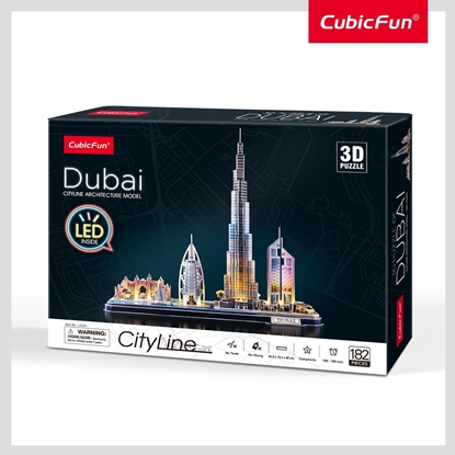 Attēls no CUBFUN City Line 3D dėlionė su LED (didelė)„Dubajus"