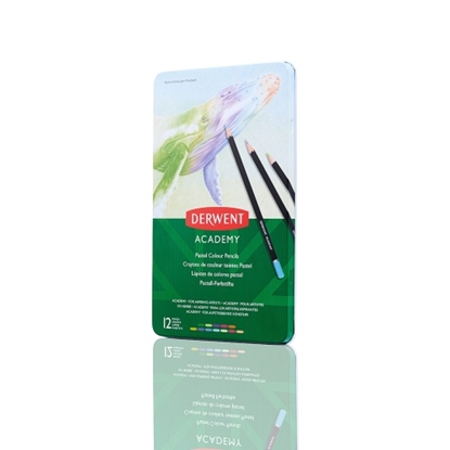 Picture of Derwent Academy Pastel Colour Pencils 12 colours, Tin box