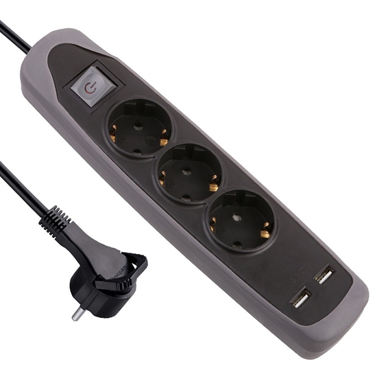 Picture of Electraline 62150 Multisocket 3P+2USB 2.0M