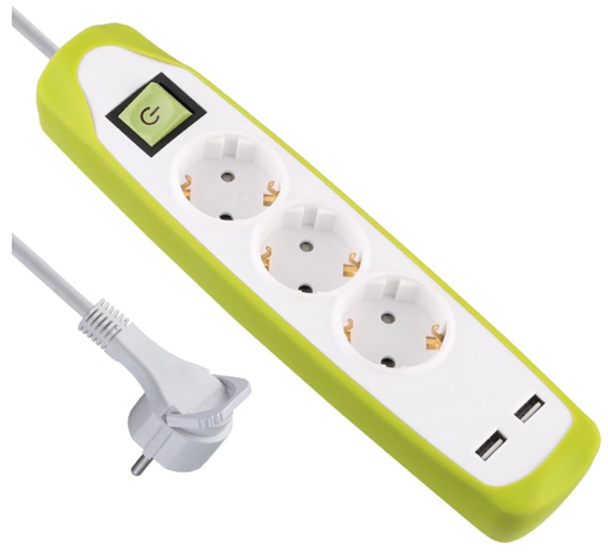 Picture of Electraline 62155 Multisocket 3P 2xUSB 2m