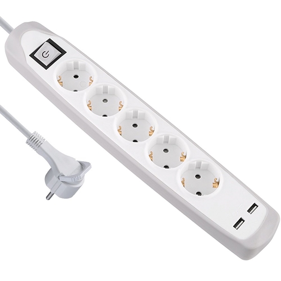 Picture of Electraline 62159 Multisocket 5P 2xUSB 2m