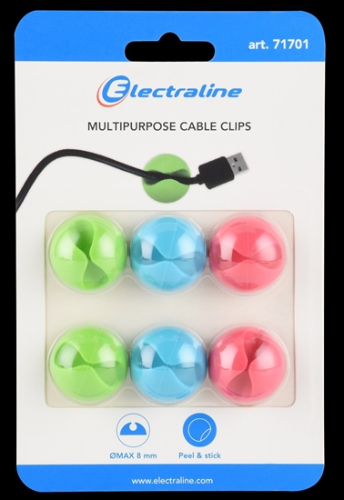 Picture of Electraline 71701 Multipurpose Cable Clips øMax -8mm 6pcs.