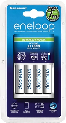 Picture of Elementų kroviklis PANASONIC Eneloop Advanced, AA/AAA +4 vnt AA 1900mAh elementai