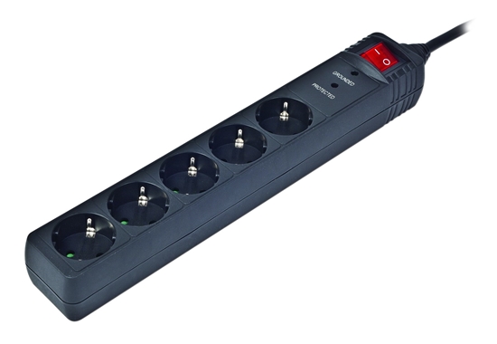 Изображение Gembird SPG5-C-10 surge protector Black 5 AC outlet(s) 250 V 3 m