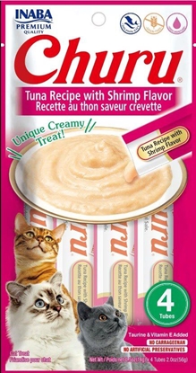 Изображение INABA Churu Tuna with shrimp flavour - skanėstas katėms - 4x14 g