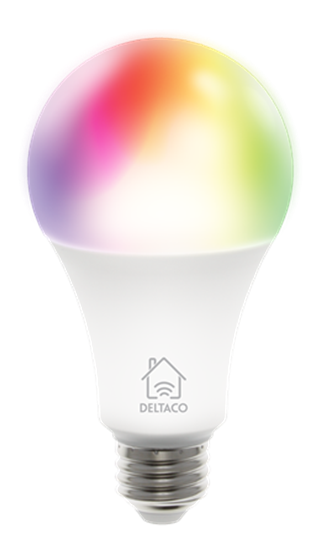 Изображение DELTACO SMART HOME RGB LED lemputė, E27, WiFI 2.4GHz, 9W, 810lm, pritemdoma, 16m spalvų, 220-240V, b