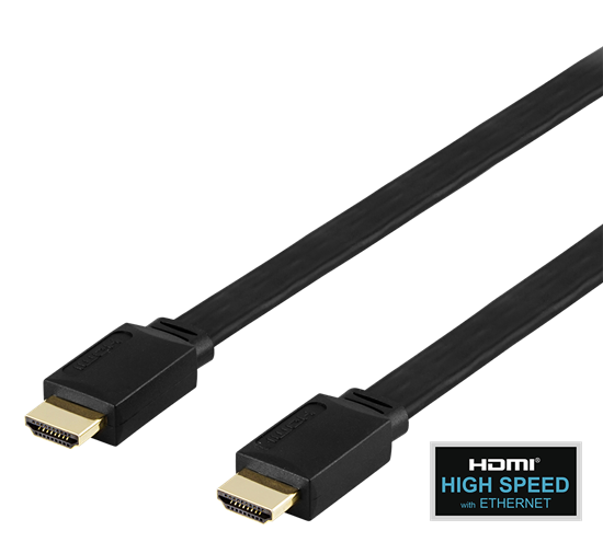 Picture of Kabelis DELTACO Flat High Speed su Ethernet HDMI, 4K UHD, 1m, juodas / HDMI-1010F-K / 00100002