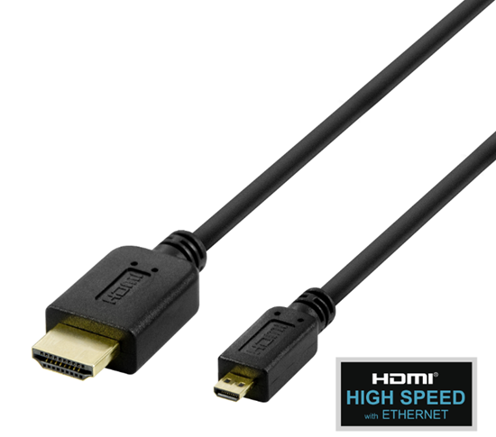 Изображение Kabelis DELTACO HDMI - micro HDMI, 4K UHD in 60Hz, 2m, juodas / HDMI-1023-K / 00100007