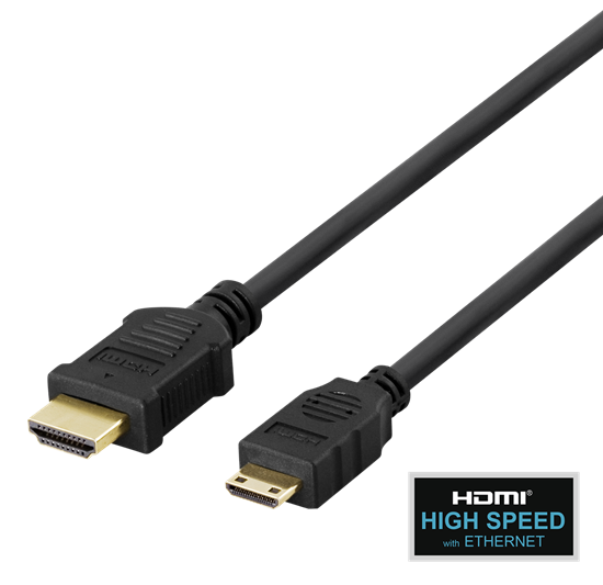 Изображение Kabelis DELTACO HDMI - mini HDMI, 4K UHD i 60Hz, 2,0m, juodas / HDMI-1026-K / 00100008