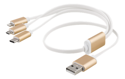 Изображение Kabelis EPZI USB-C, lightining, micro USB, 0.5m, baltas / USB-MULTI05